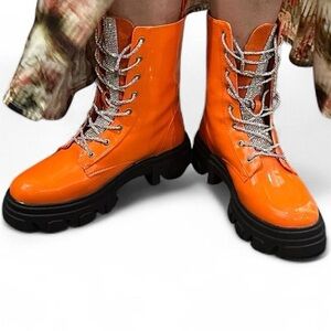 NWOT Cape Robbin Orange Dashing Boots – Size 11 | Rhinestone Detail